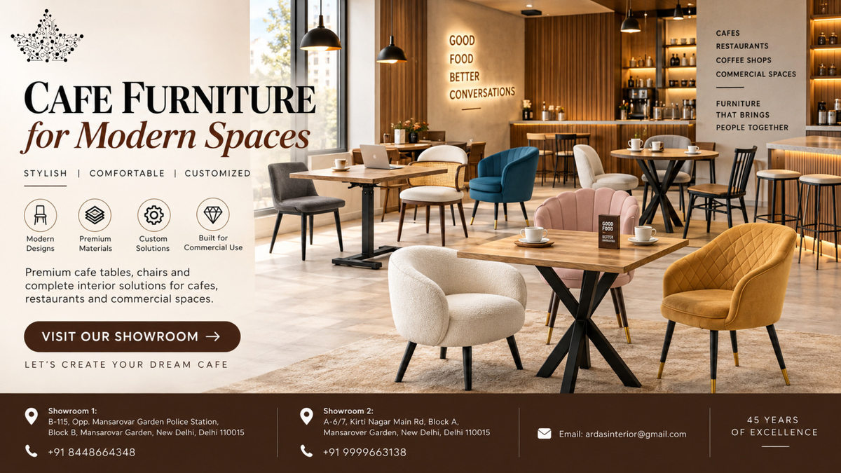 Cafe Furniture Manufacturer in Delhi: Custom Tables, Chairs & Complete Cafe Interior Solutions