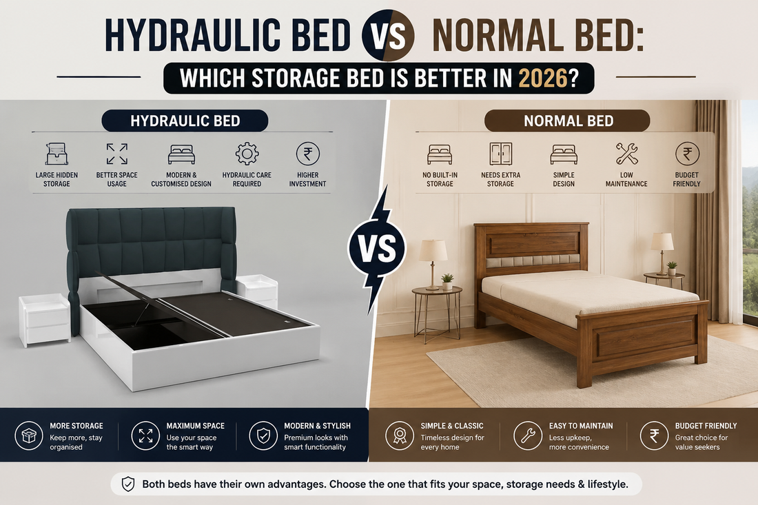 Hydraulic Bed vs Normal Bed: Which Storage Bed is Better in 2026 – Ardas Interior Kirti Nagar
