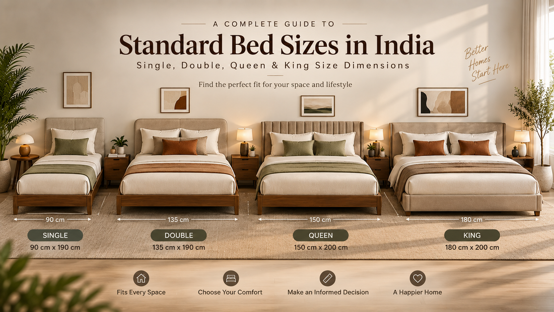 Bed Size Chart India 2026: Single, Double, Queen & King