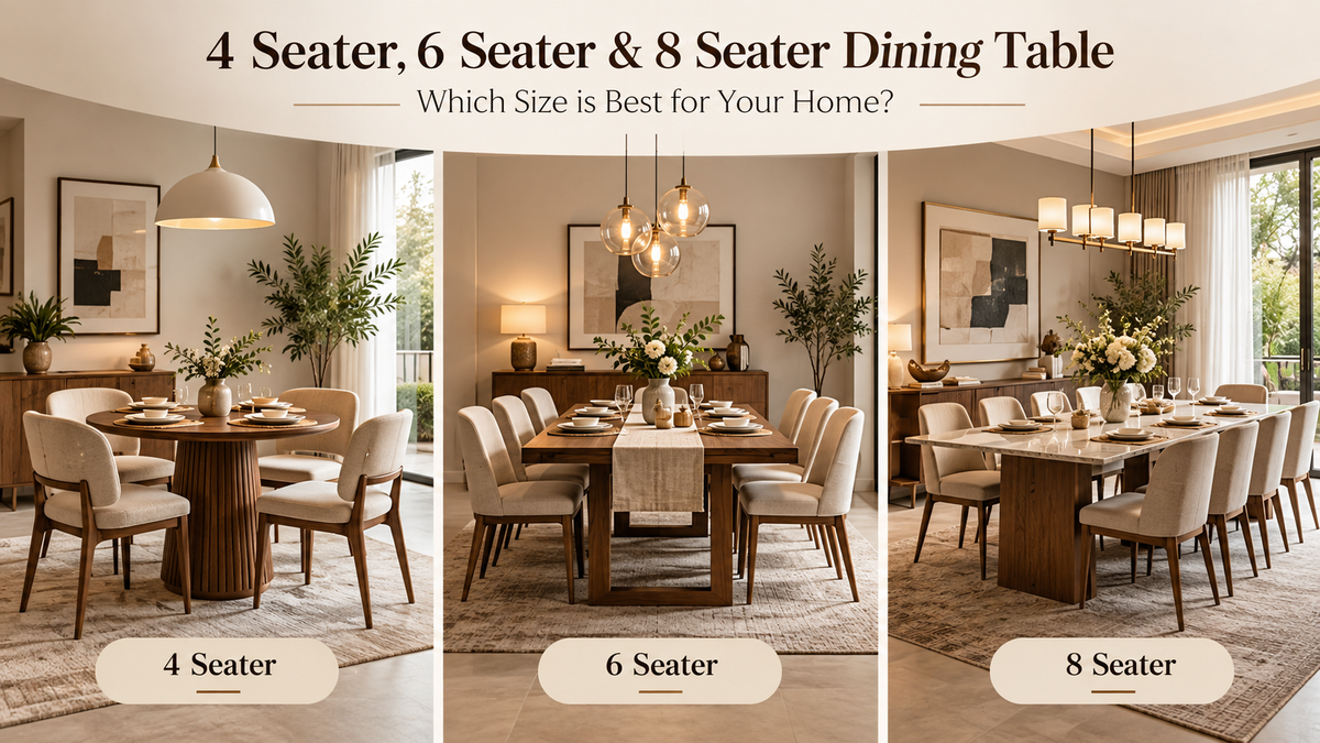 4 Seater, 6 Seater & 8 Seater Dining Table: Which Size is Best for Your Home?