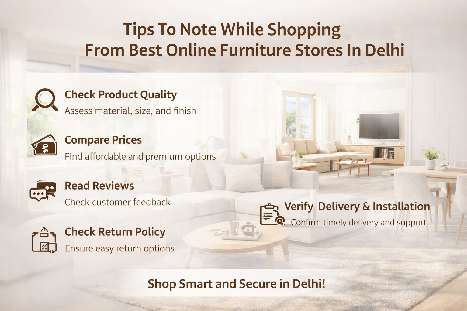 Tips for shopping from best online furniture stores in Delhi - Ardas Interior guide