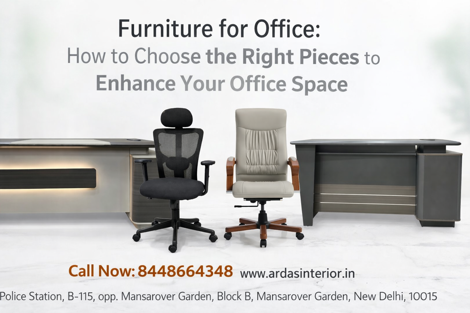 Office furniture in Kirti Nagar Delhi - ergonomic chairs, desks and workstations at Ardas Interior