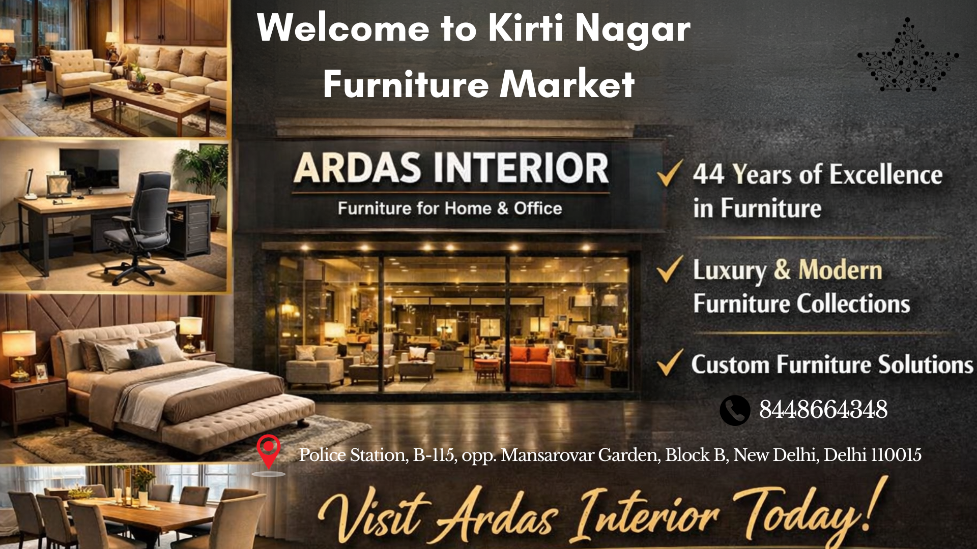Kirti Nagar Furniture Market Delhi - trusted furniture showroom at Ardas Interior