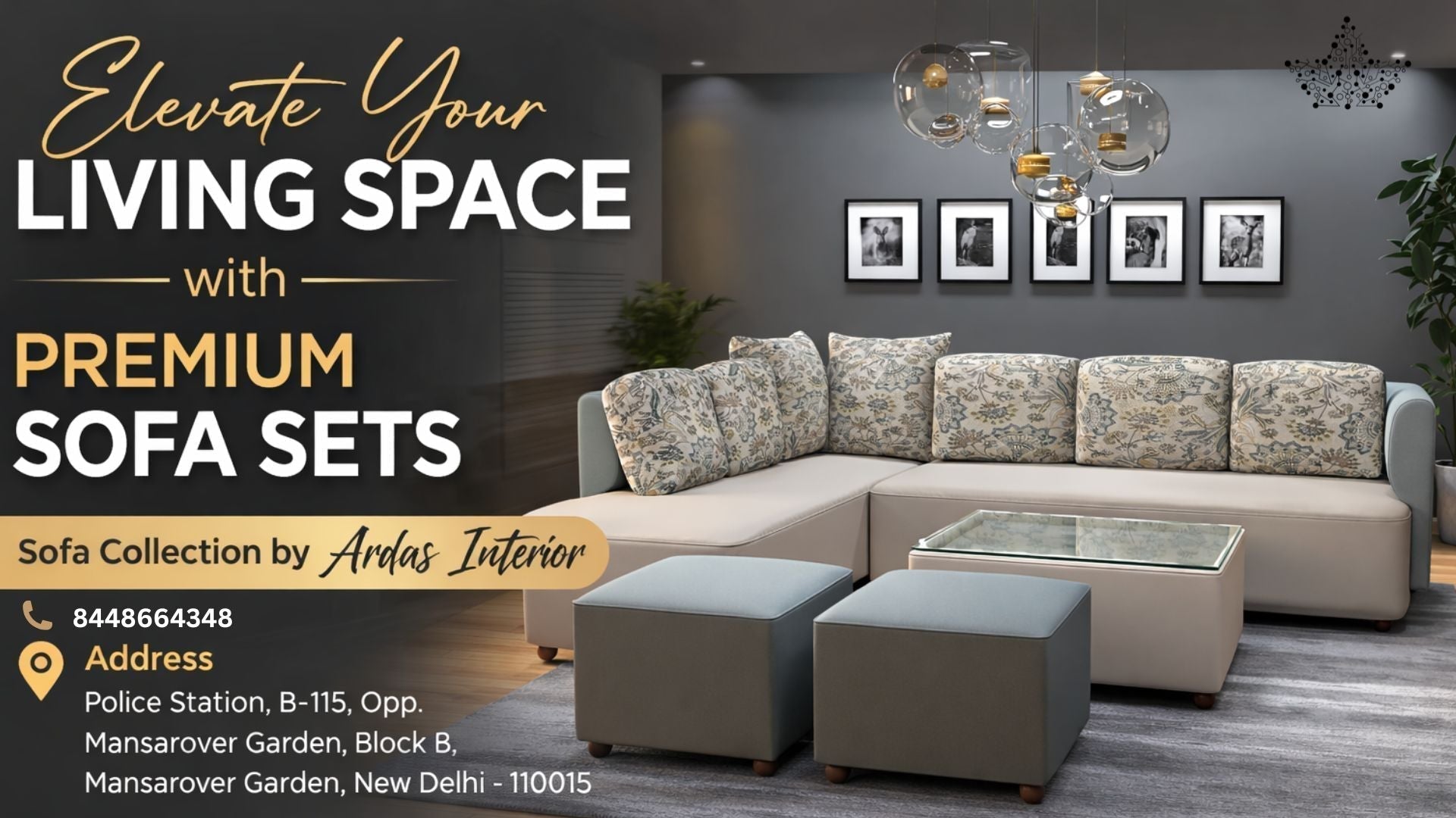 Premium sofa sets for modern living room - Ardas Interior Kirti Nagar Delhi