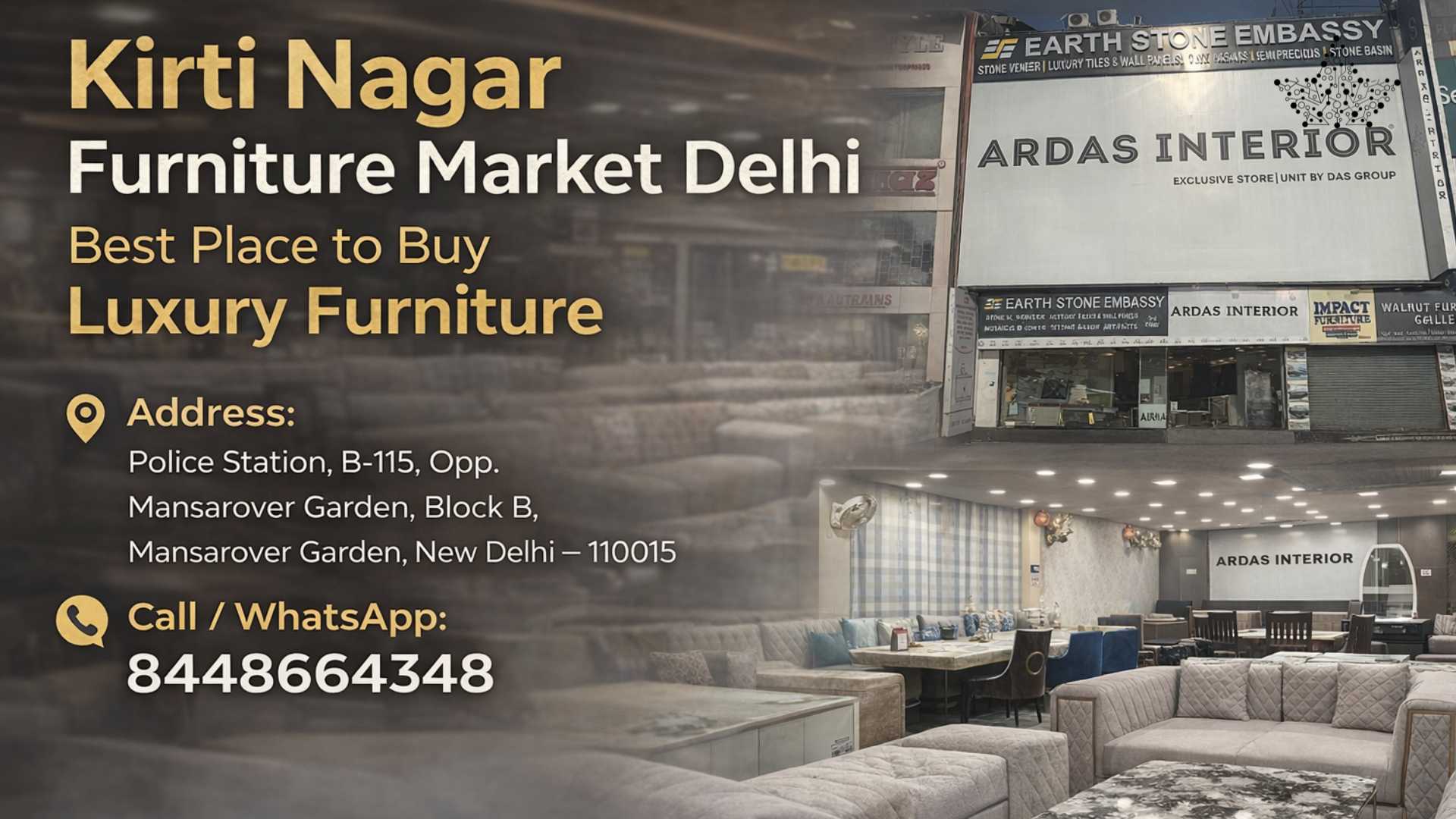 Kirti Nagar Furniture Market Delhi - best place to buy luxury furniture at Ardas Interior
