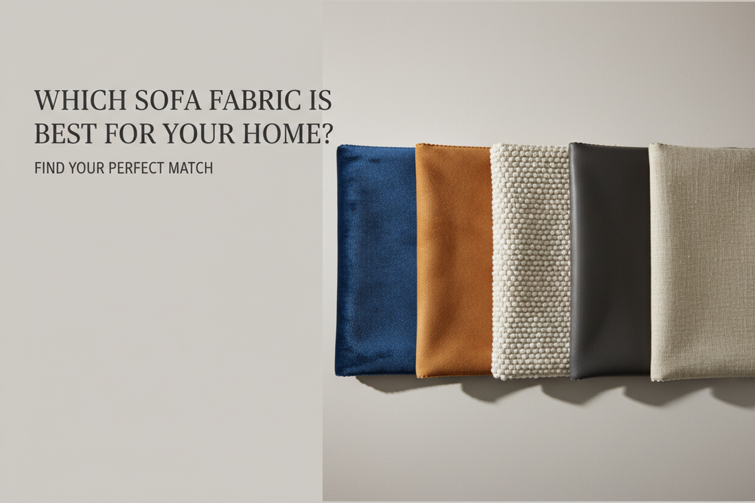 Best sofa fabric types guide - velvet, suede, boucle, vegan leatherette and linen upholstery at Ardas Interior Kirti Nagar Delhi
