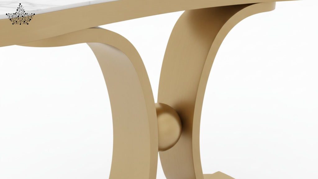 Orb Gold Console Table with Marble Top