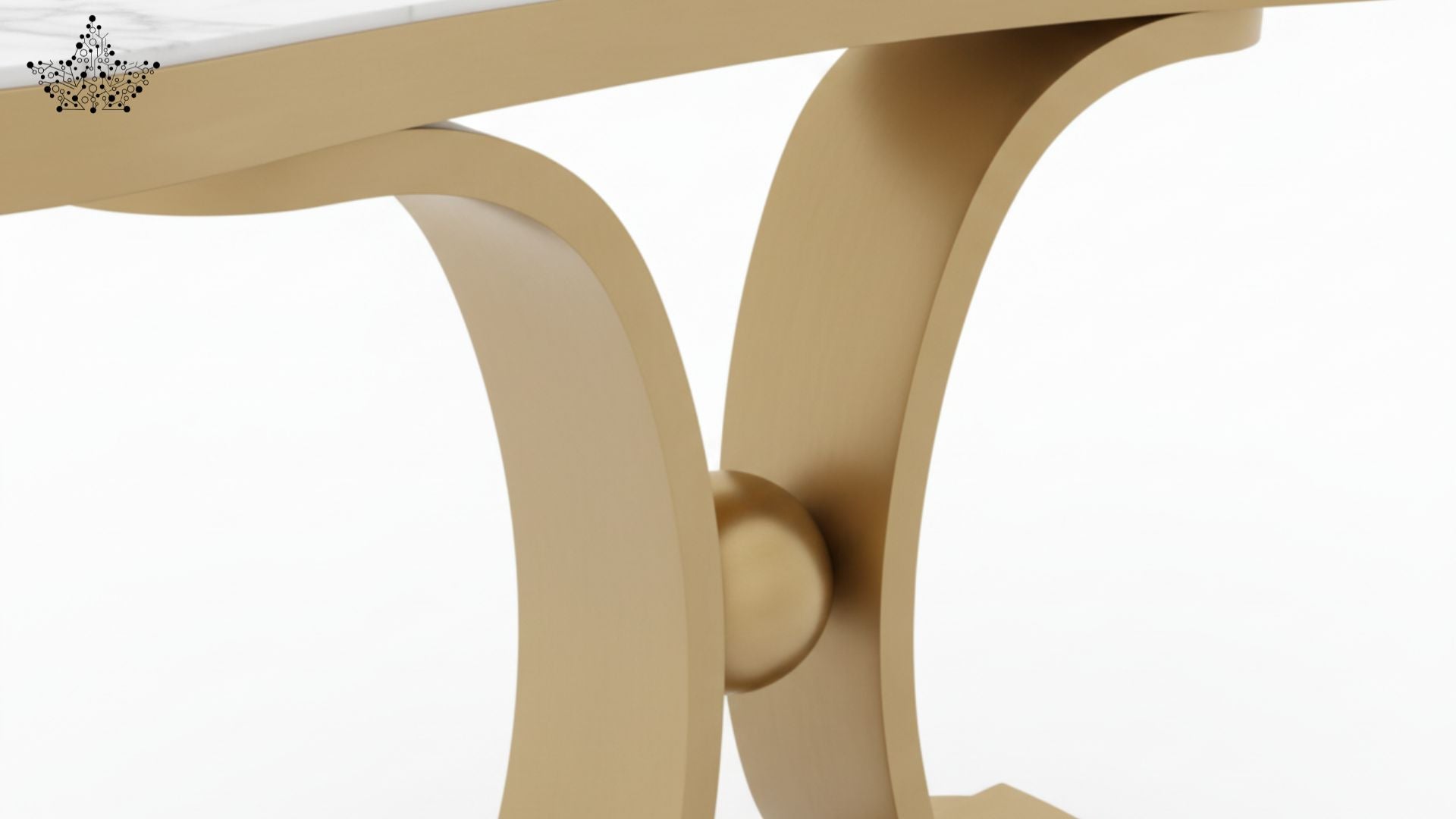 Orb Gold Console Table with Marble Top