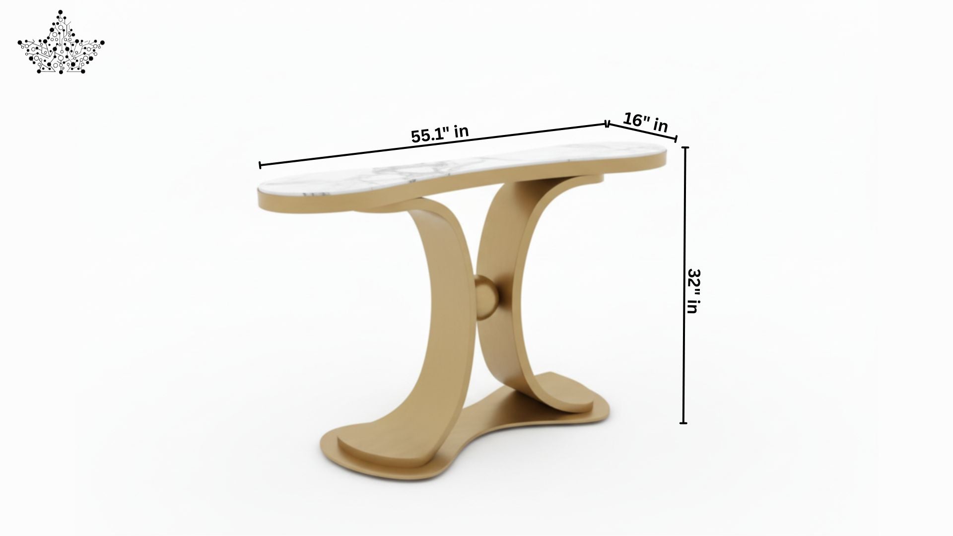Orb Gold Console Table with Marble Top