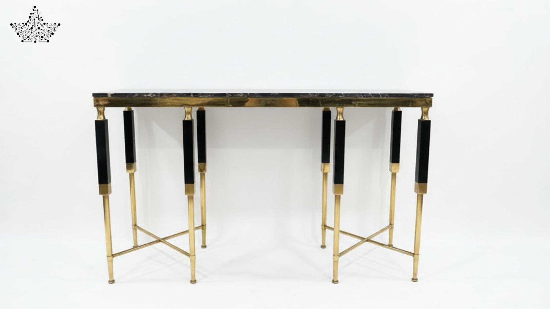 Noir & Gold Console Table with Black Marble Top