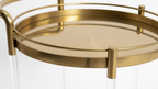 2-Tier Oval Gold Bar Trolley | Acrylic Columns & Swivel Casters | Luxury Bar Cart