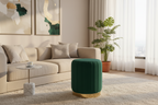 Luxe Velvet Channel Ottoman – Emerald Green