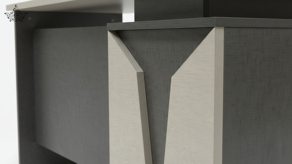 Close-up of a modern furniture piece with geometric design
