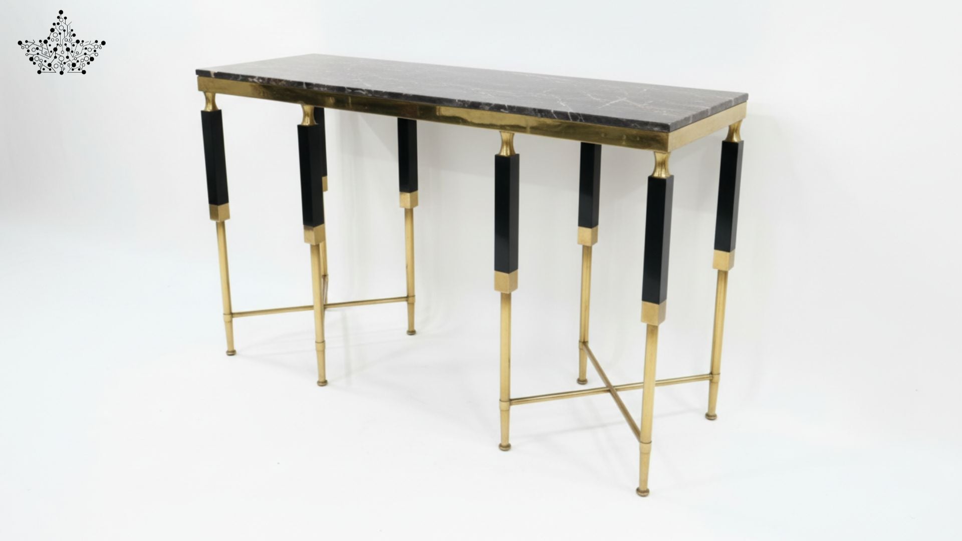 Noir & Gold Console Table with Black Marble Top