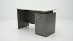Gray office desk with a white background