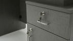 Gray cabinet with a key on a dark background