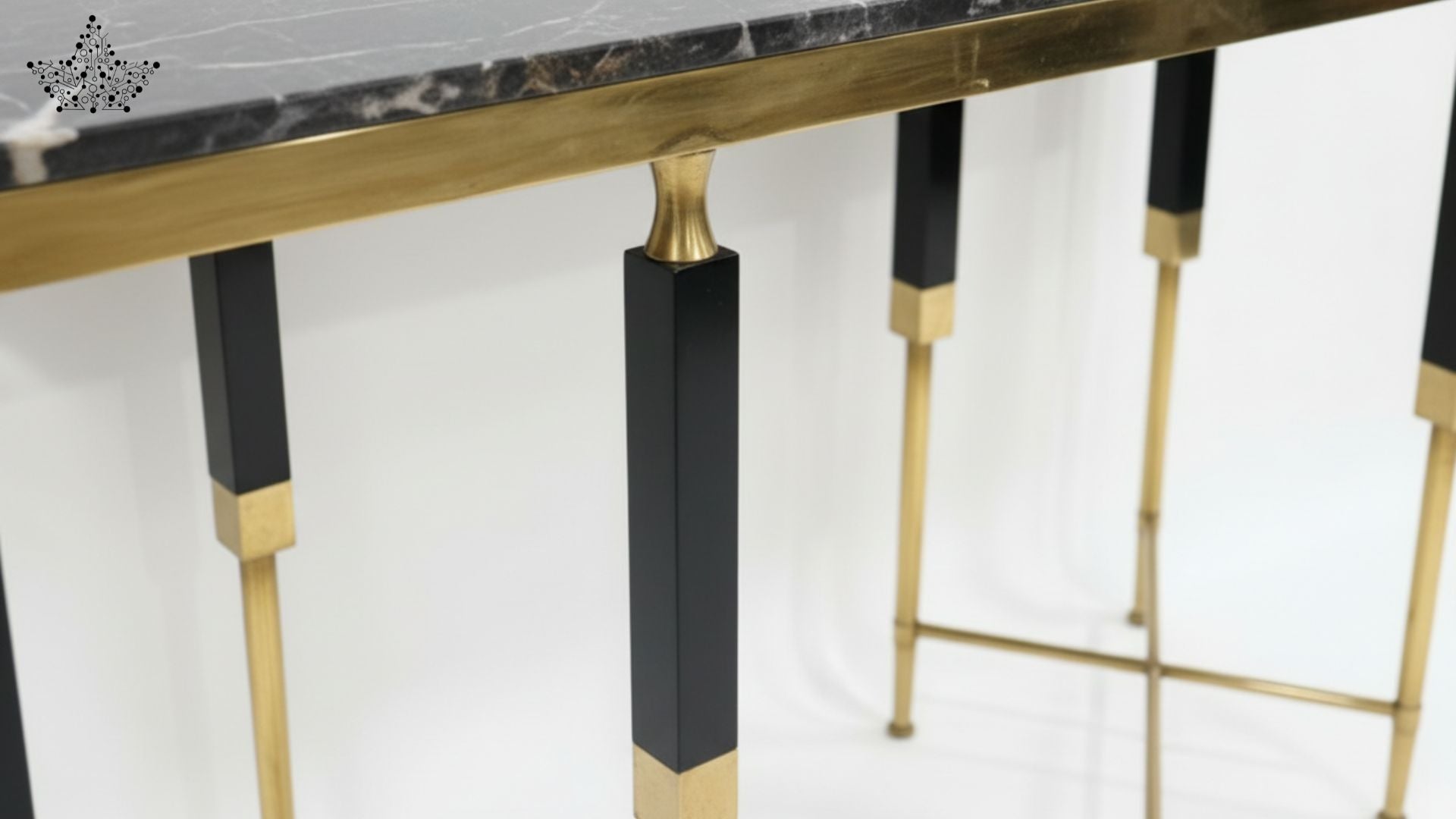 Noir & Gold Console Table with Black Marble Top