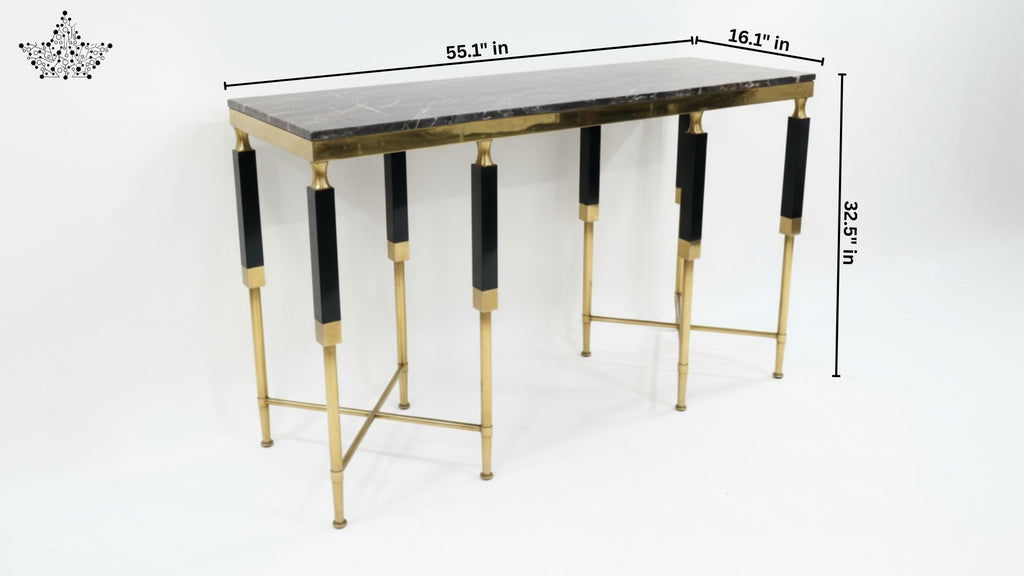 Noir & Gold Console Table with Black Marble Top