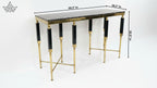 Noir & Gold Console Table with Black Marble Top