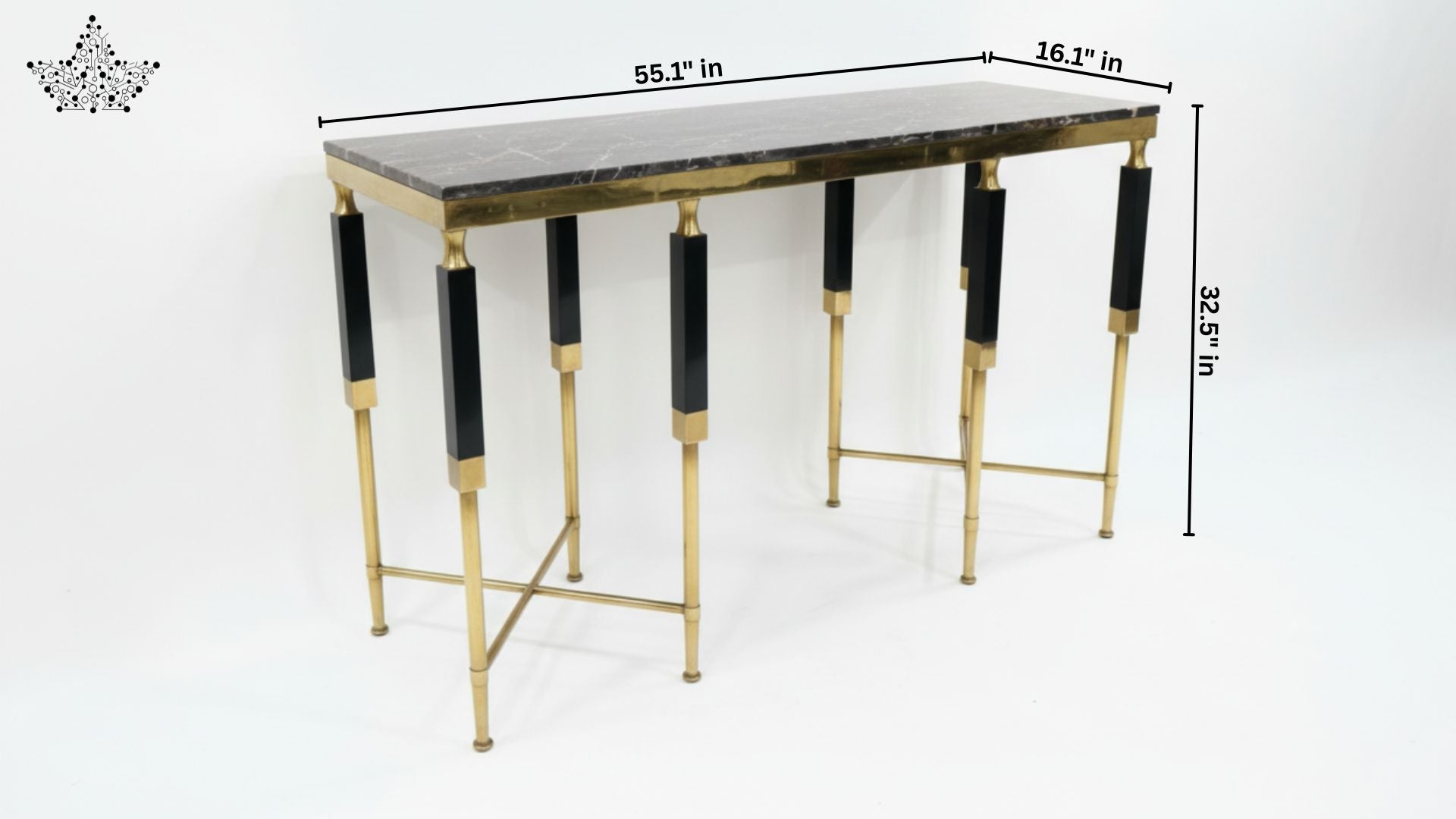 Noir & Gold Console Table with Black Marble Top