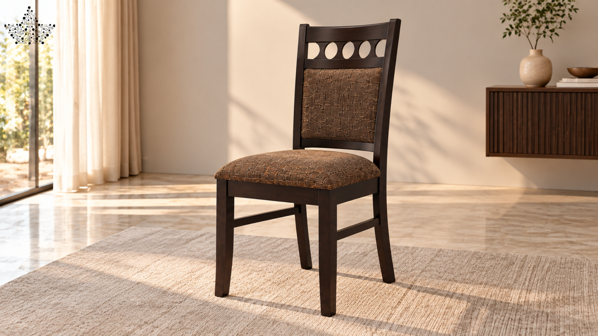 Terra Mosaic 4-Seater Dining Set – Dark Walnut & Stone Inlay