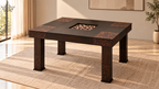 Terra Mosaic 4-Seater Dining Set – Dark Walnut & Stone Inlay