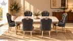 Versailles Grey 6-Seater Marble Dining Set
