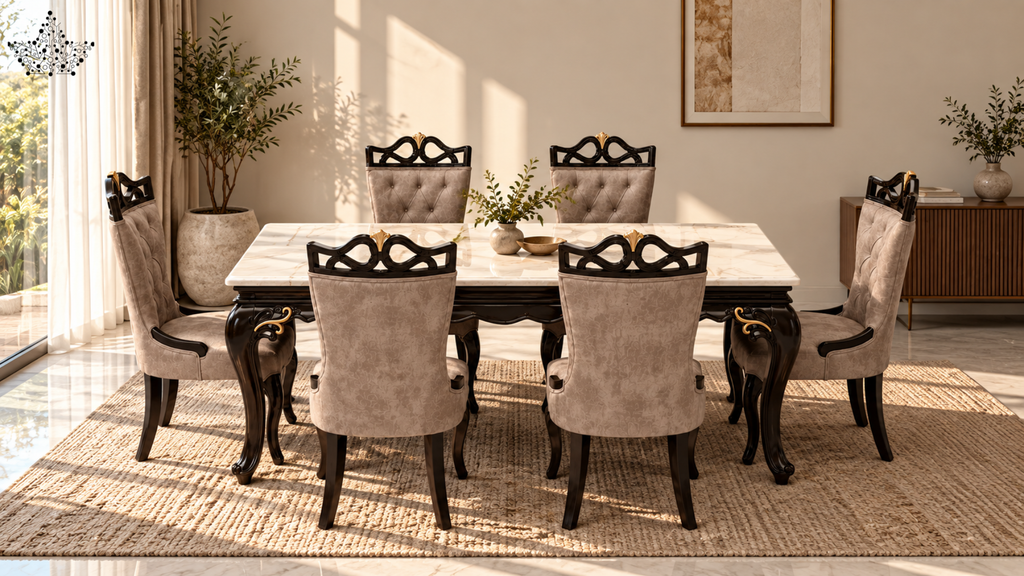 Regalia 6-Seater Marble Dining Set