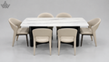 Marble Top Dining Set with Upholstered Chairs – 6 Seater
