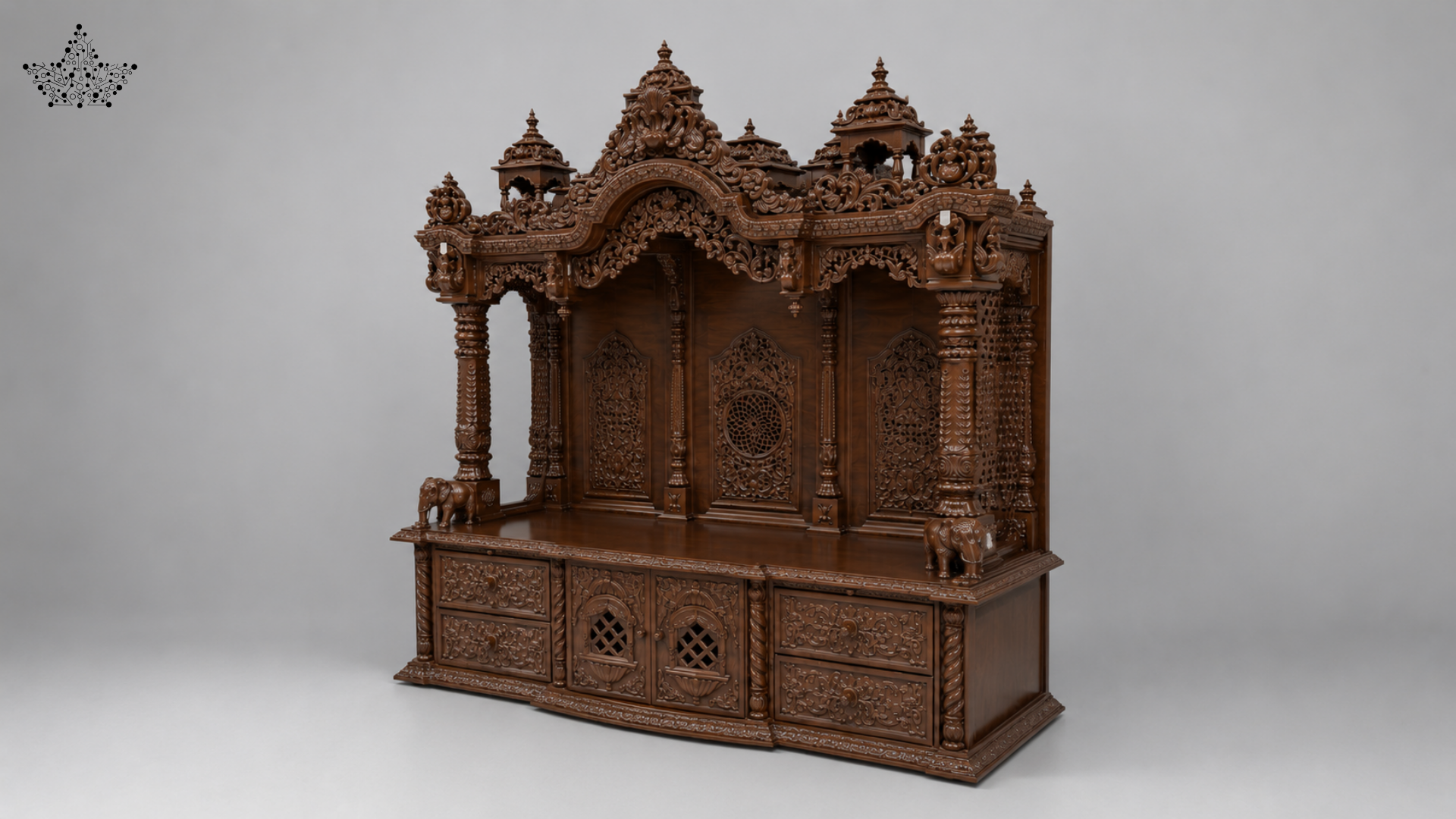 Imperial Carved Wooden Mandir