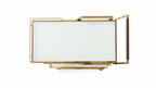 3-Tier Z-Frame Gold Bar Trolley | White Glass Shelves, Walnut Handle & Swivel Casters