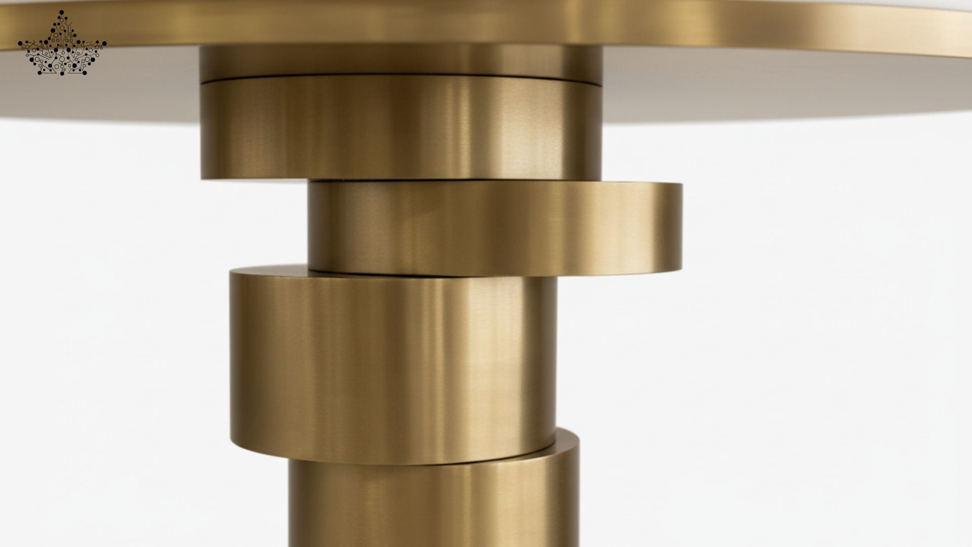 Stacked Ring Pedestal Round Console Table with White Marble Top