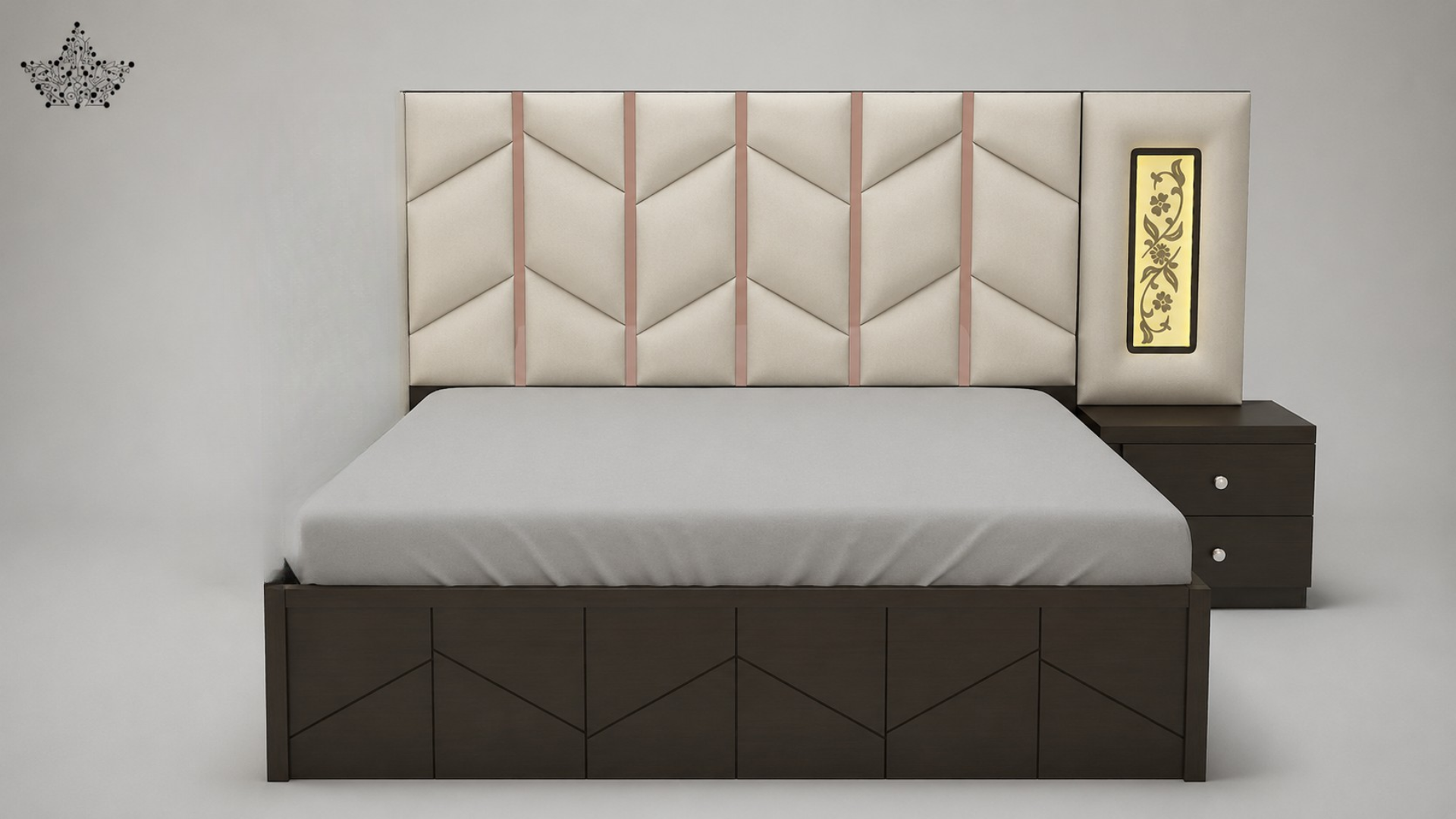 SS Gloss Bed with Side Table
