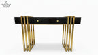Noir Cage Console Table with 2 Drawers – 55.2" x 15.8" x 32"