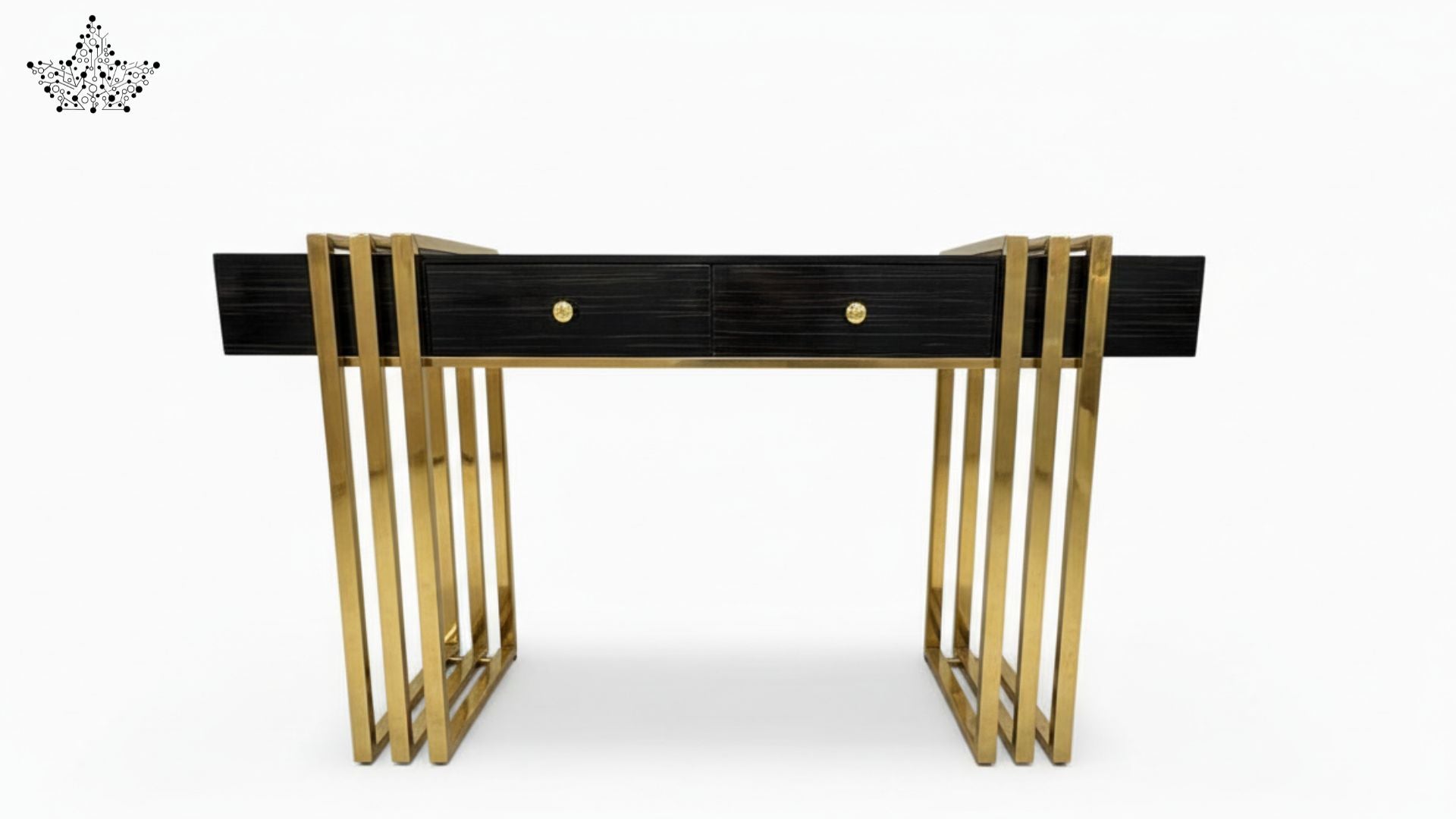 Noir Cage Console Table with 2 Drawers – 55.2" x 15.8" x 32"