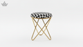 Checker Luxe Stool – Gold Frame