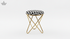 Checker Luxe Stool – Gold Frame