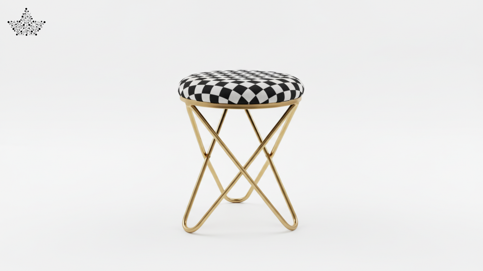 Checker Luxe Stool – Gold Frame
