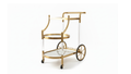 3-Tier Aero Wheel  Service Trolley | Stainless Steel, Marble, Glass & Acrylic | Antique Gold