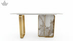 Marble Panel Console Table with White Top – 55" x 16" x 31.5"