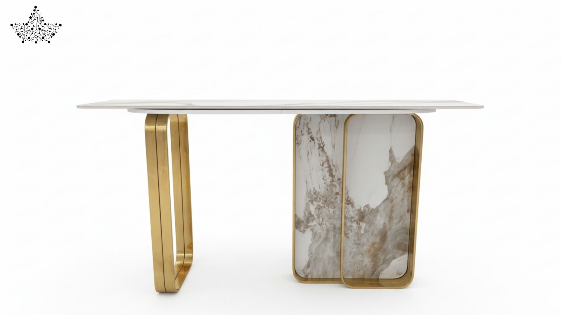 Marble Panel Console Table with White Top – 55" x 16" x 31.5"