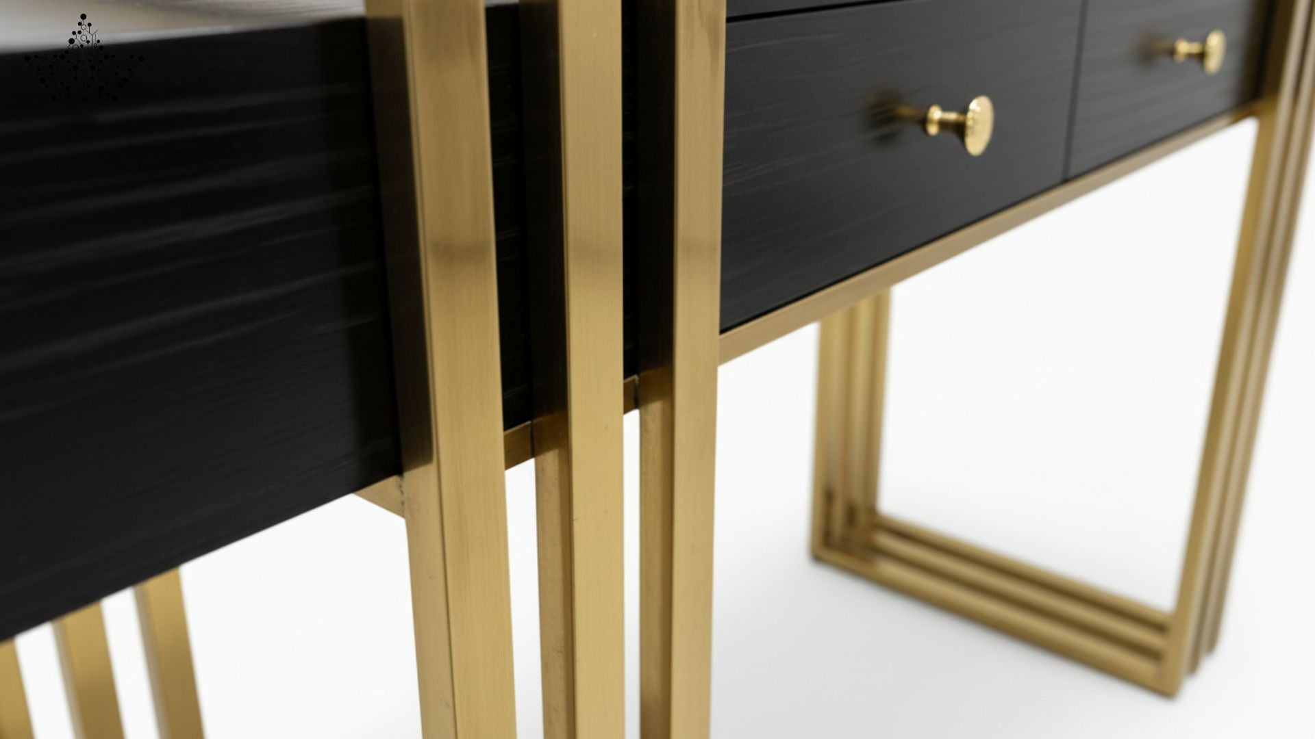 Noir Cage Console Table with 2 Drawers – 55.2" x 15.8" x 32"