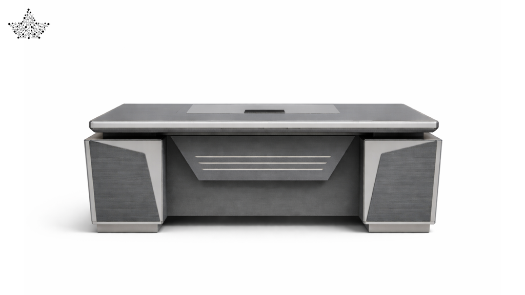 Modern gray coffee table with a sleek design on a white background