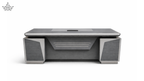 Modern gray coffee table with a sleek design on a white background