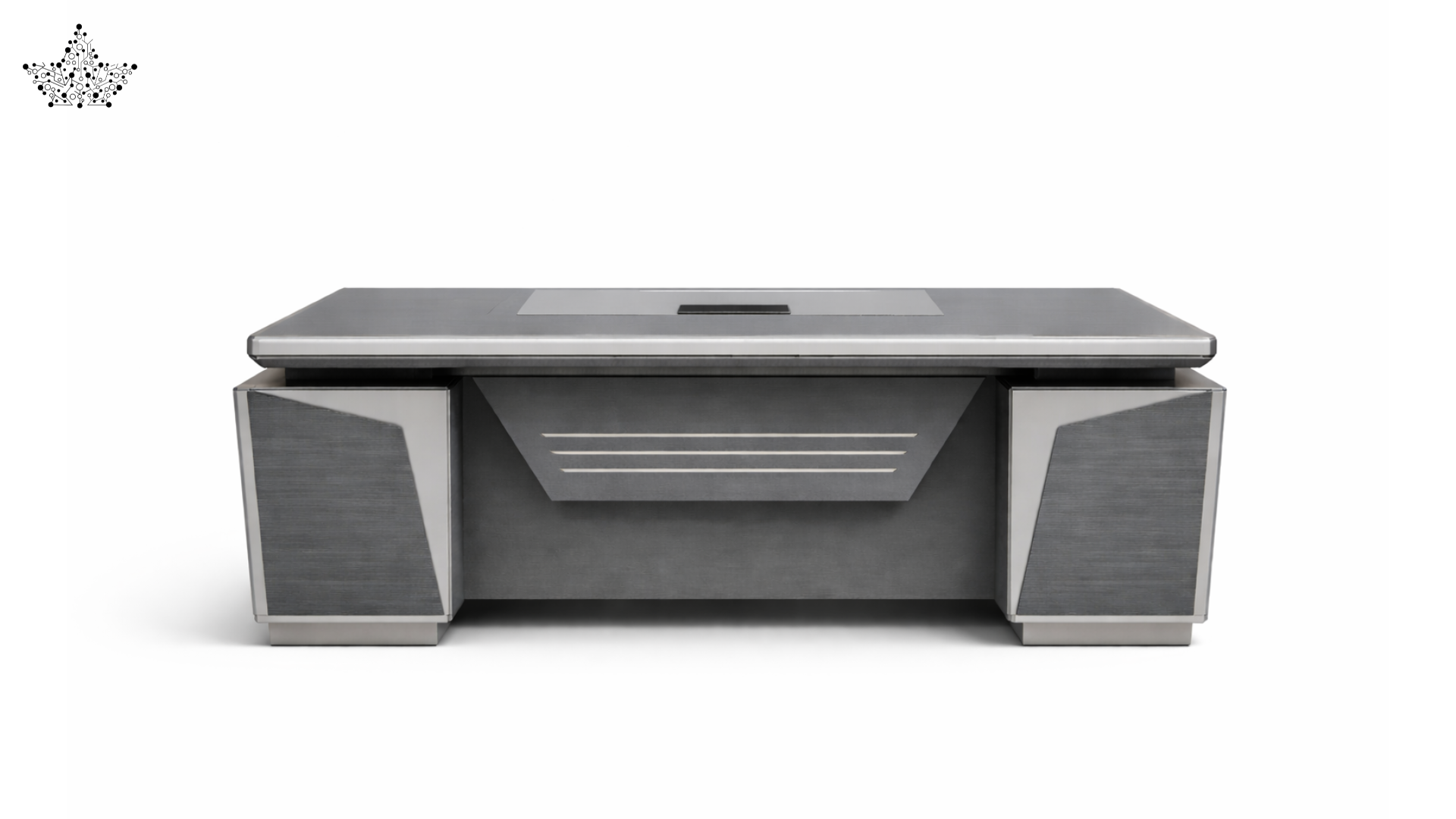 Modern gray coffee table with a sleek design on a white background