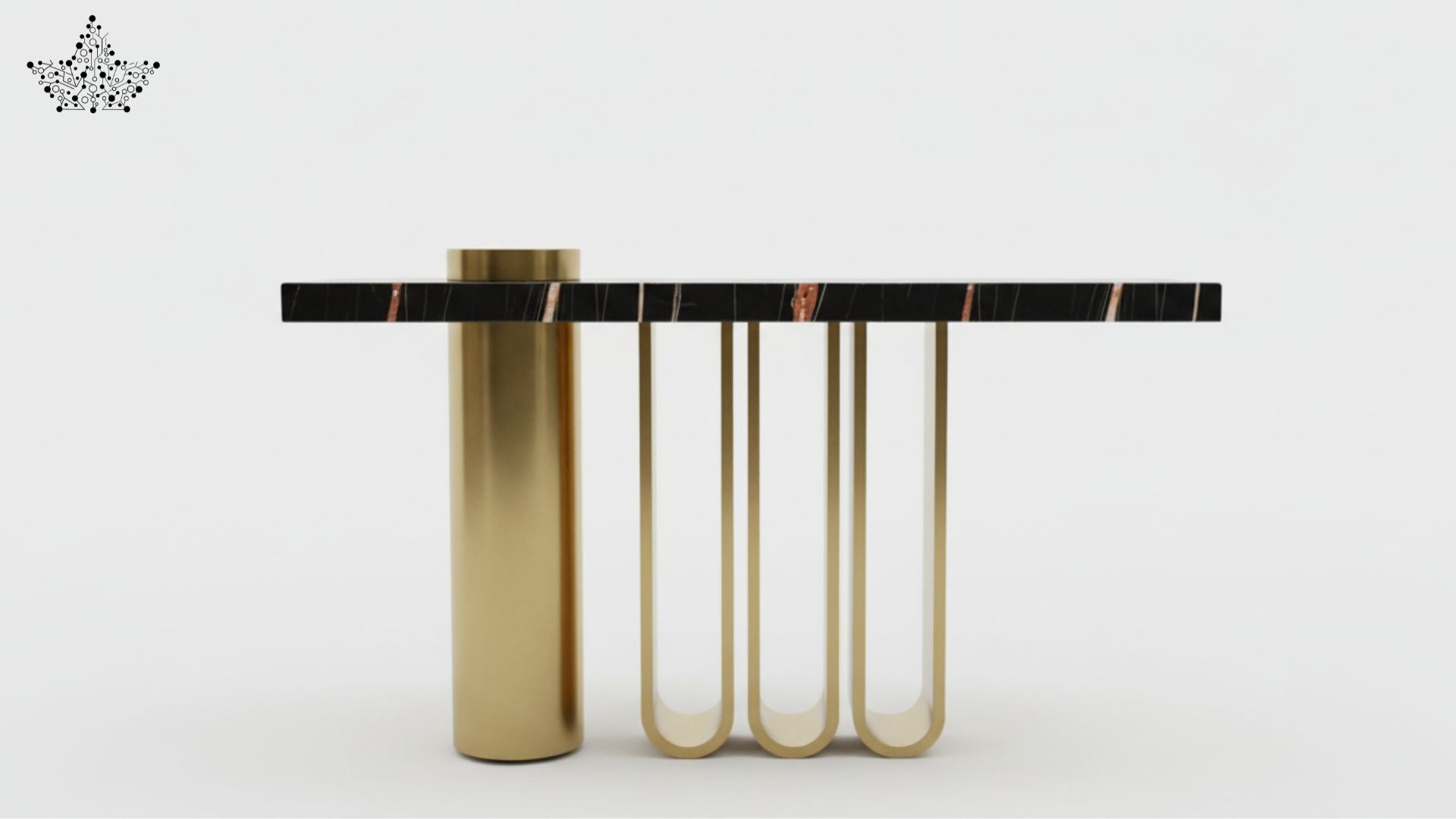 Organ Pipe Console Table with Black Marble Top