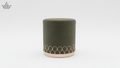 Scallop Arch Velvet Ottoman – Olive Green