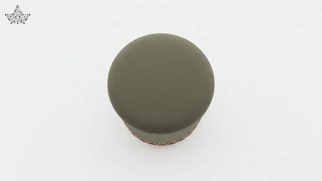 Scallop Arch Velvet Ottoman – Olive Green