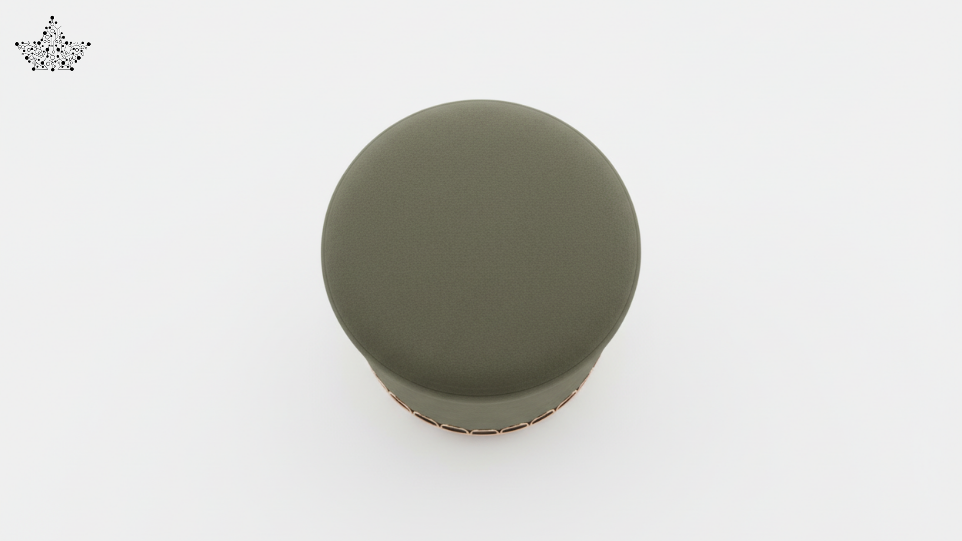 Scallop Arch Velvet Ottoman – Olive Green