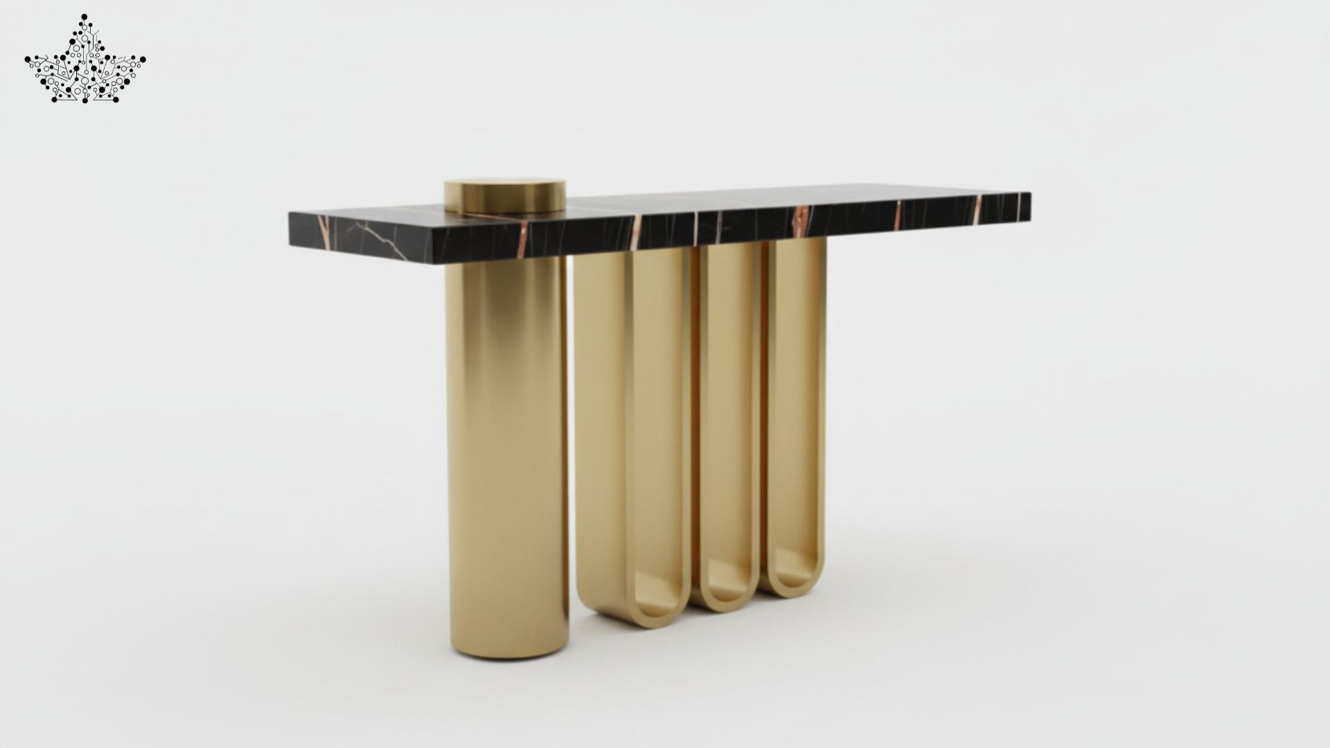 Organ Pipe Console Table with Black Marble Top